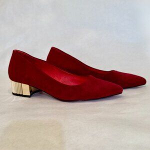 Italian style Girotti red and gold suede shoes